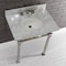 Kingston Brass KVPB30MOQ6 30-Inch Carrara Marble Console Sink, Marble White/Polished Nickel KVPB30MOQ6 - alternate 2